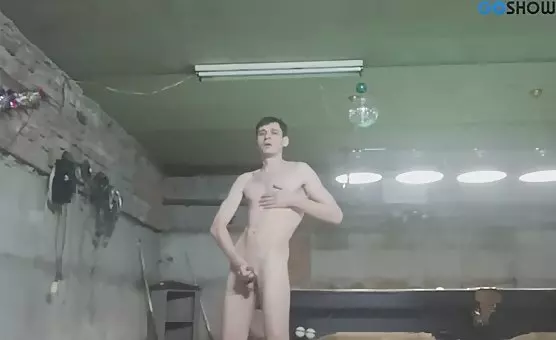 Standing Erection Horny Guy with Slender Dick and Cock