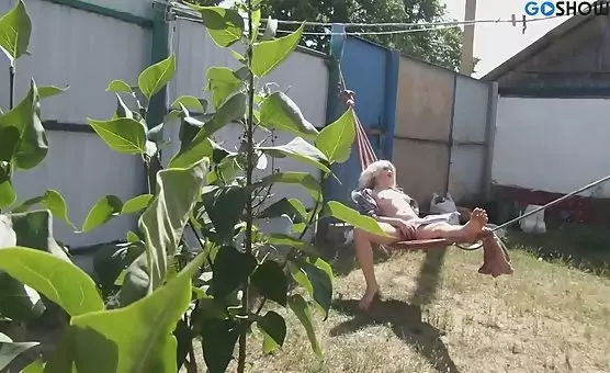Blonde Outdoor Hammock Stimulation Masturbation